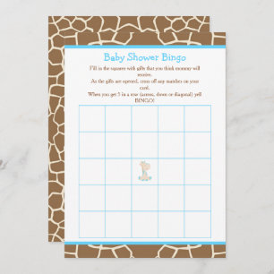 Niedlich Giraffe Boy Blue Baby Shower Bingo Einladung