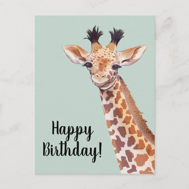 Niedlich Giraffe Happy Birthday Postkarte (Vorderseite)