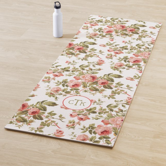 Niedlich Giralrosa Rosen mit Monogramm Yogamatte (Beispiel)