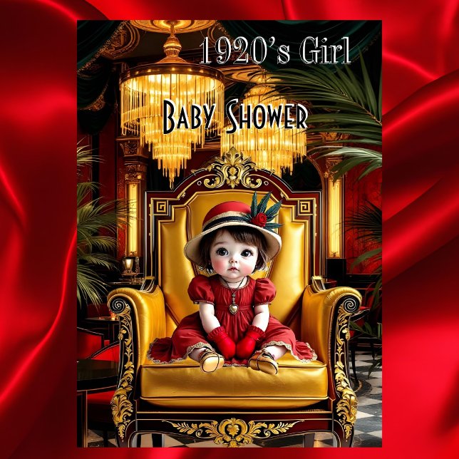 Niedlich Girl Baby Shower 1920er Jahre Red Art Dek Einladung (Von Creator hochgeladen)