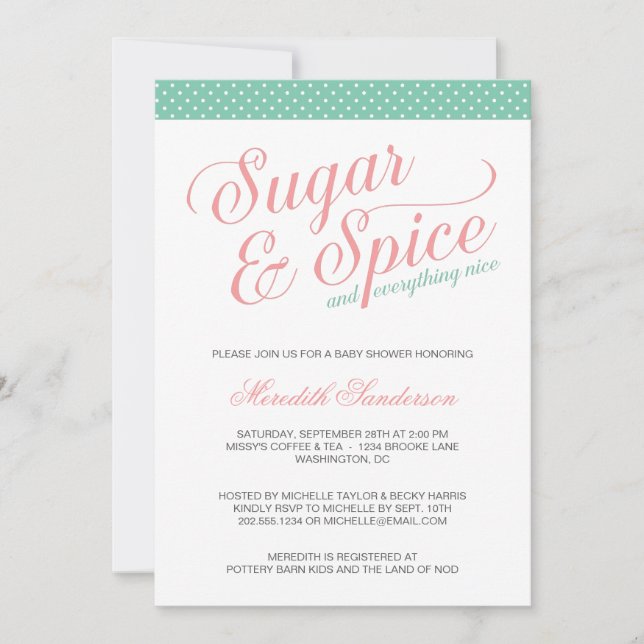 Niedlich Girl-Babydusche Einladung (Vorderseite)