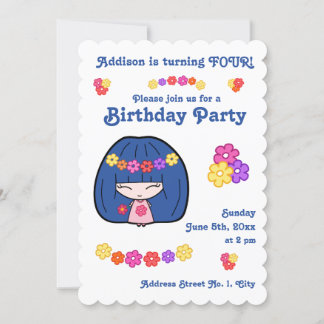 Niedlich Girl Birthday Party Einladungen Kawaii Gi