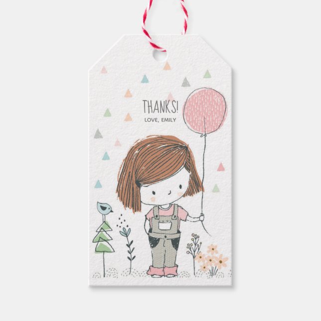 Niedlich Girl Birthday Vielen Dank für Ihre Gefall Geschenkanhänger (Vorderseite)