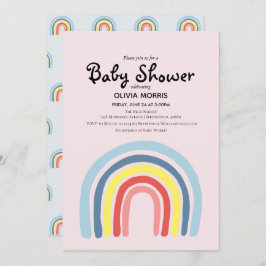 Niedlich Girl Boho Rainbow und Name Baby Dusche Einladung