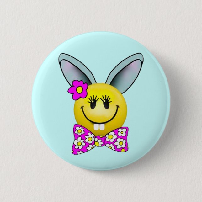 Niedlich Girl Bunny Face Button (Vorderseite)