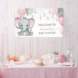 Niedlich Girl Elephant Balloons Babydusche Banner