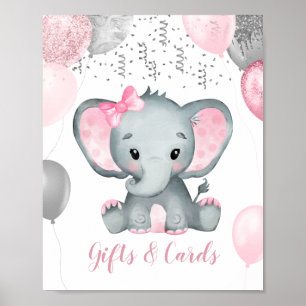 Niedlich Girl Elephant Balloons Babydusche Geschen Poster