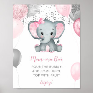 Niedlich Girl Elephant Balloons Babydusche Momosa Poster
