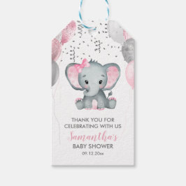 Niedlich Girl Elephant Pink Balloons Babydusche Geschenkanhänger