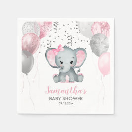 Niedlich Girl Elephant Pink Balloons Babydusche Serviette