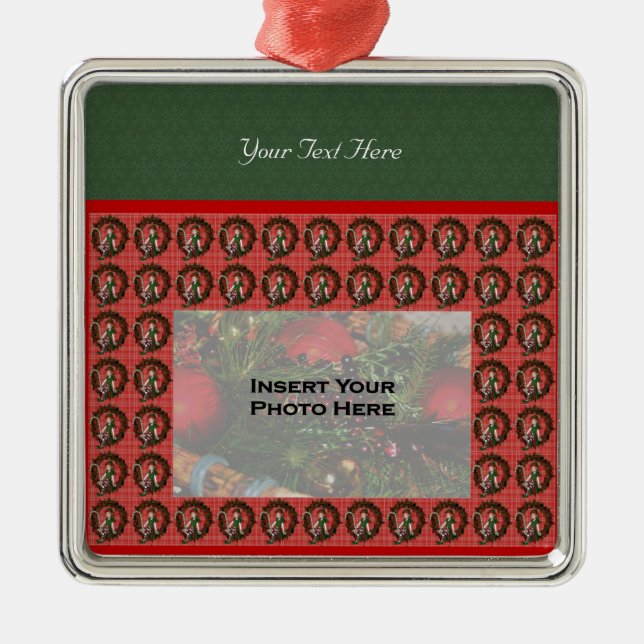 Niedlich Girl Elf Wreath Foto Ornament Aus Metall (Vorne)