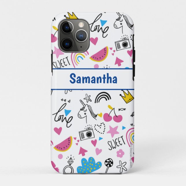 Niedlich Girl Fun Einicorn Regenbogenstars Schmett Case-Mate iPhone Hülle (Rückseite)