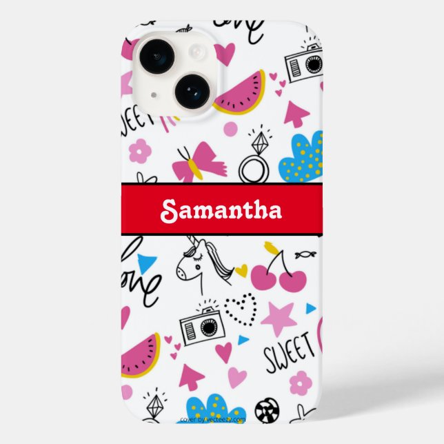 Niedlich Girl Fun Einicorn Regenbogenstars Schmett Case-Mate iPhone Hülle (Rückseite)