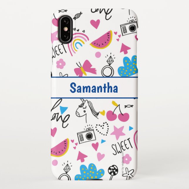 Niedlich Girl Fun Einicorn Regenbogenstars Schmett iPhone Hülle (Rückseite)