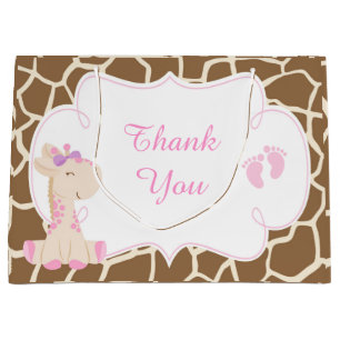 Niedlich Girl Giraffe Babydusche Danke Große Geschenktüte