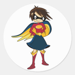 Niedlich Girl-Hero-Sticker Runder Aufkleber