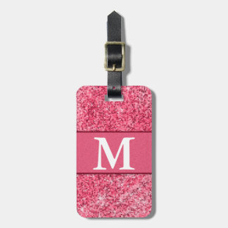 Niedlich Girl Hot Pink Red Glitzer Monogram Contac Gepäckanhänger