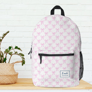 Niedlich Girl Hübsch Pink Coquette Bows Monogramm Bedruckter Rucksack