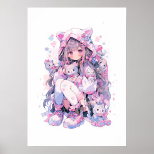 Niedlich Girl Kawaii Style Anime Poster