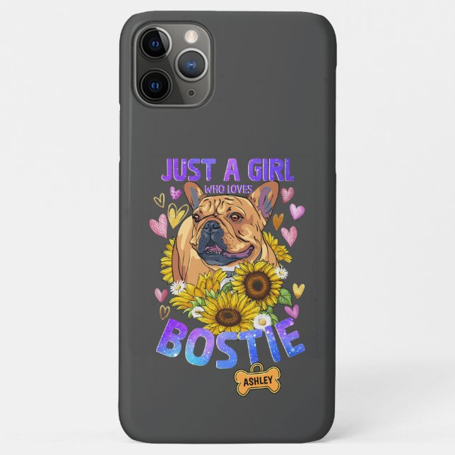 Niedlich Girl Lieben Boston Terrier Sunflower Case (Rückseite)
