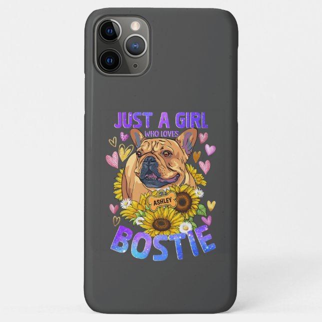 Niedlich Girl Lieben Boston Terrier Sunflower Case (Rückseite)