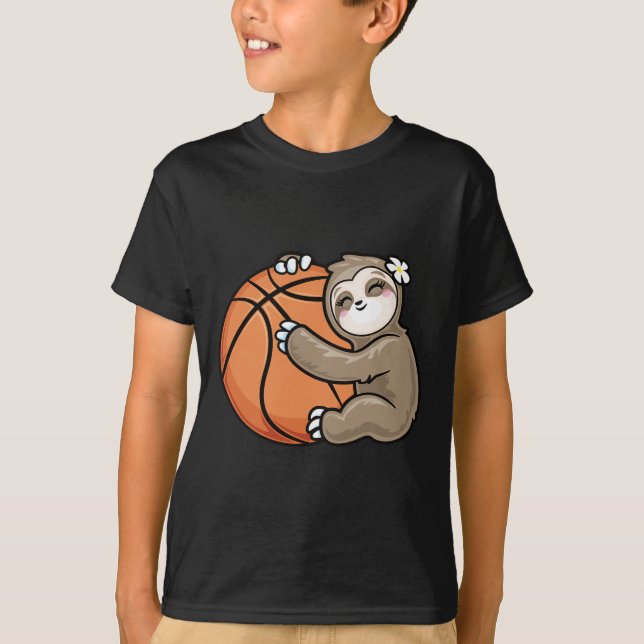 Niedlich Girl Lieben Sloth Basketball T-Shirt (Vorderseite)