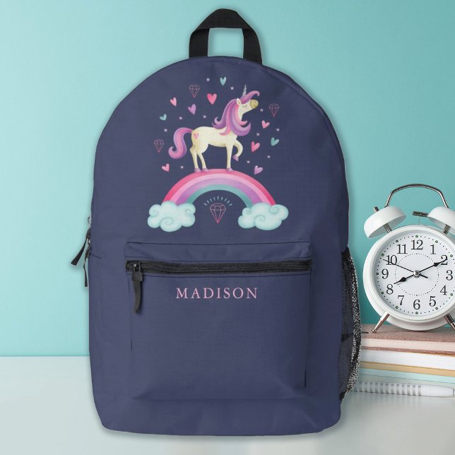 Niedlich Girl Magical Rainbow Unicorn Bedruckter Rucksack (A cute rainbow unicorn girls backpack. so stylish for back to school.)