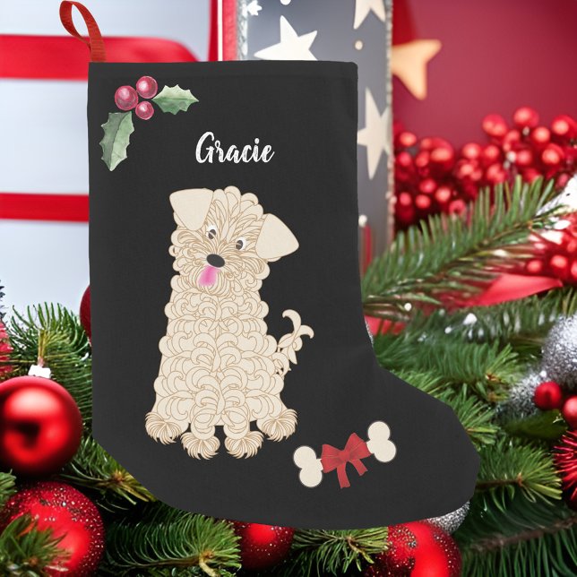 Niedlich Girl Maltipoo Dog Monogramm Kleiner Weihnachtsstrumpf (Von Creator hochgeladen)