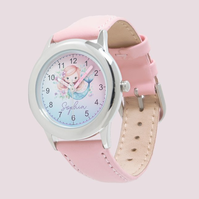 Niedlich Girl Mermaid Personalisiert Watch Armbanduhr (Von Creator hochgeladen)