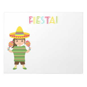 Niedlich Girl Mexican Fiesta Maracas Notizblock