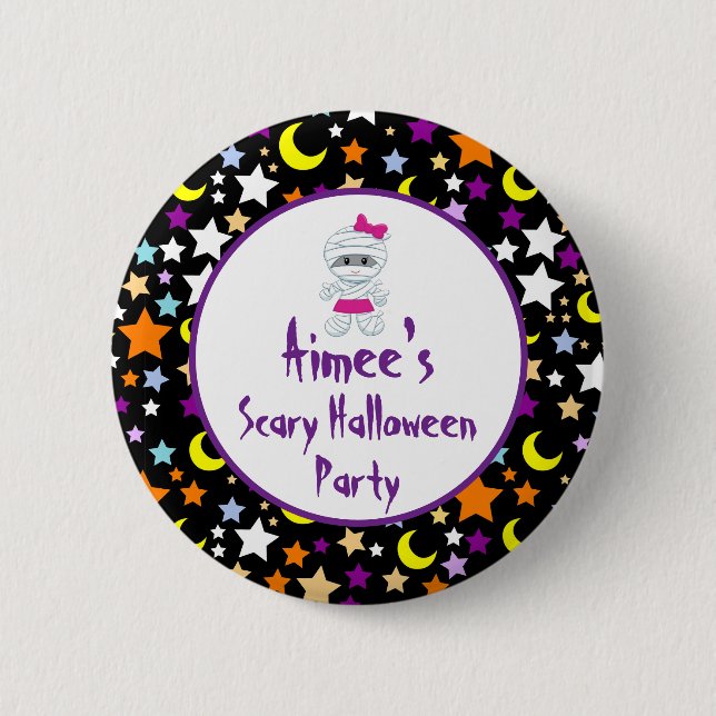 Niedlich Girl Mummy Halloween-Party Button (Vorderseite)