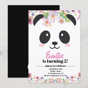 Niedlich Girl Panda Bear Geburtstag Einladung
