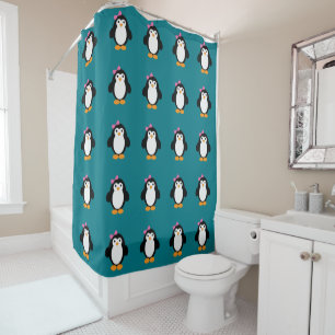 Niedlich Girl Penguin Duschvorhang