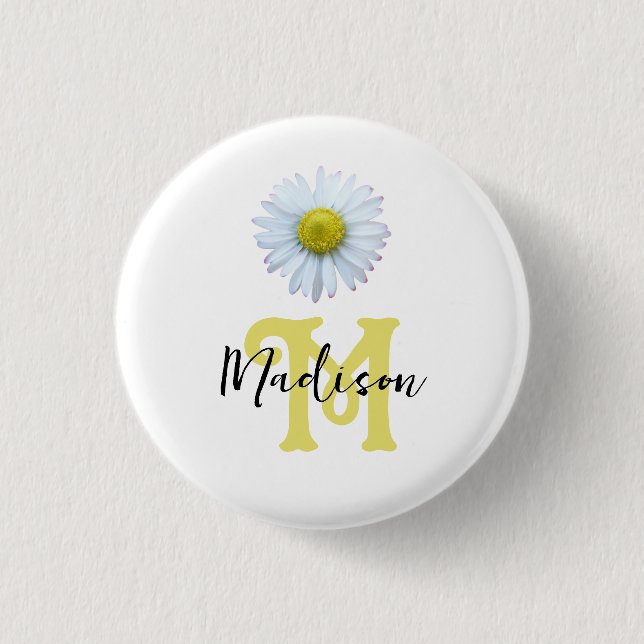 Niedlich Girl-personalisiert Monogramm Button (Vorderseite)