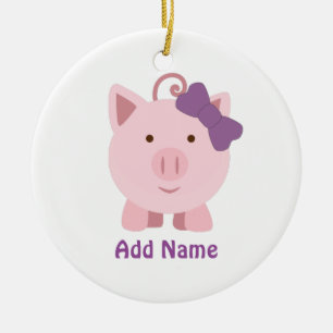 Niedlich Girl Pig Keramikornament