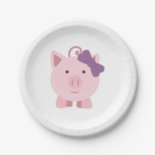 Niedlich Girl Pig Pappteller