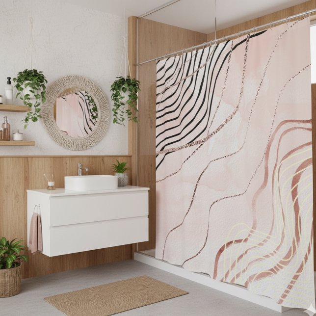 Niedlich Girl Pink Bohemische Rose Gold Design Duschvorhang (Von Creator hochgeladen)