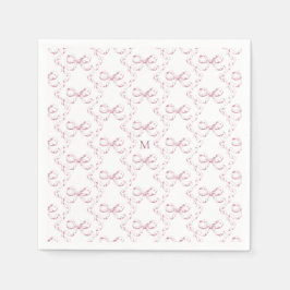 Niedlich Girl-Pink-Bow-Monogramm Serviette