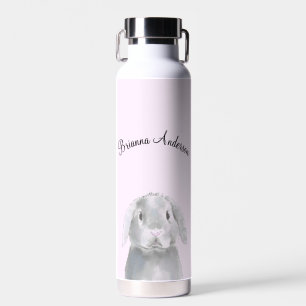 Niedlich Girl Pink Bunny Personalisierter Name Ein Trinkflasche