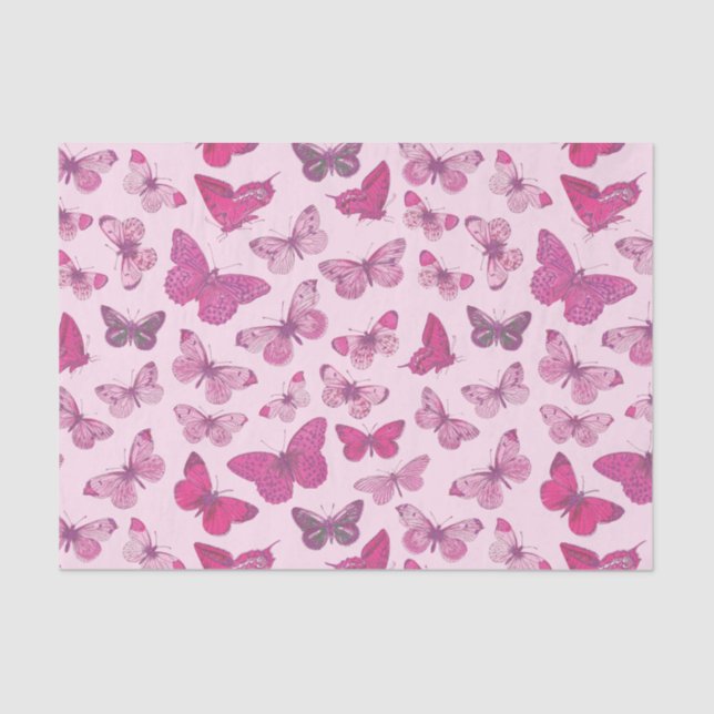 Niedlich Girl Pink Butterfly Pattern Seidenpapier (Vorderseite)