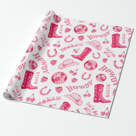 Niedlich Girl Pink Disco Cowgirl Ästhetik Geschenkpapier