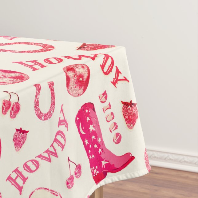 Niedlich Girl Pink Disco Cowgirl Ästhetik Tischdecke (Beispiel)