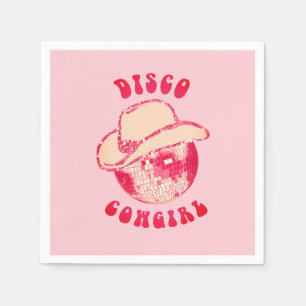 Niedlich Girl Pink Disco Cowgirl Glitzer Serviette
