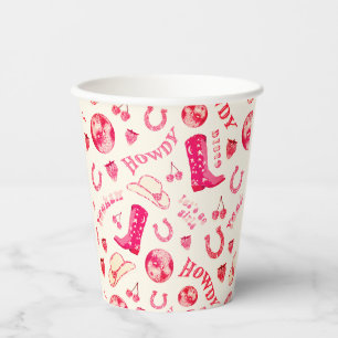 Niedlich Girl Pink Disco Cowgirl Pappbecher