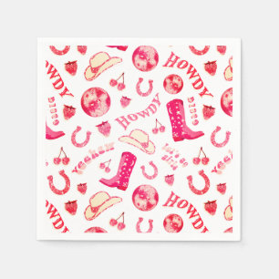 Niedlich Girl Pink Red Disco Cowgirl Ästhetik Serviette