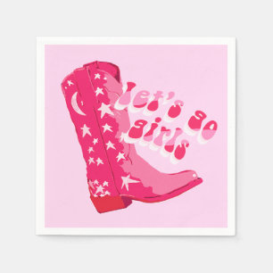 Niedlich Girl Pink Red Disco Cowgirl Boot Serviette