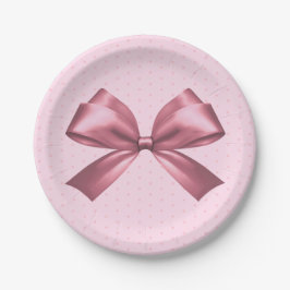 Niedlich Girl Pink Satin Ästhetische Bow Pappteller