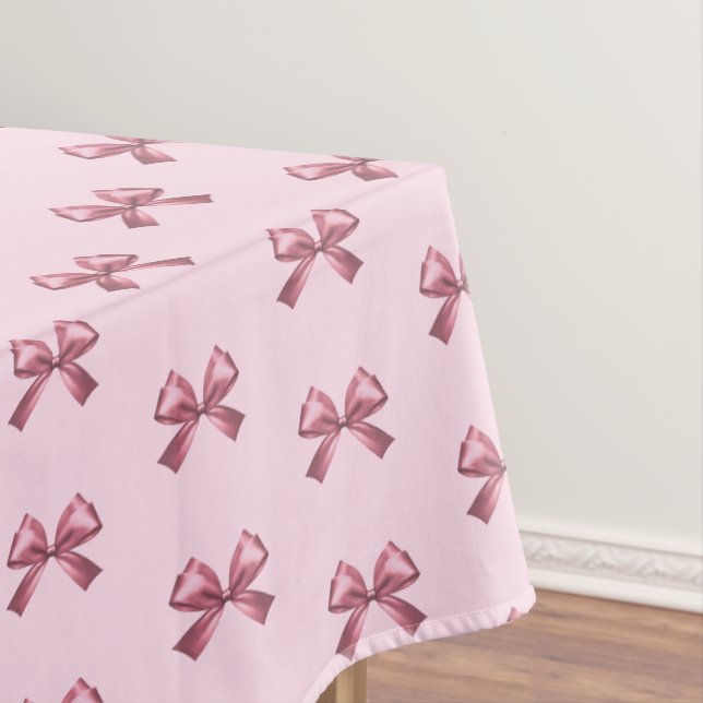Niedlich Girl Pink Satin Ästhetisches Bow-Muster Tischdecke (Beispiel)