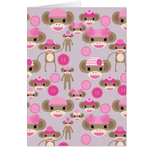 Niedlich Girl Pink Sock Monkey Girl Pattern Collag (Vorne)