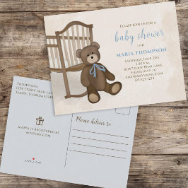 Niedlich Girl Pink Vintag Classic Kinderzimmer Ted Ankündigungspostkarte